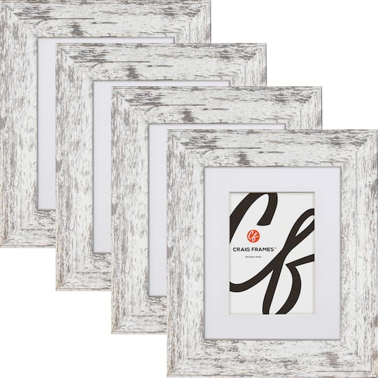 4 Pack American Barn Alabaster White Picture Frame with Mat by Craig Frames